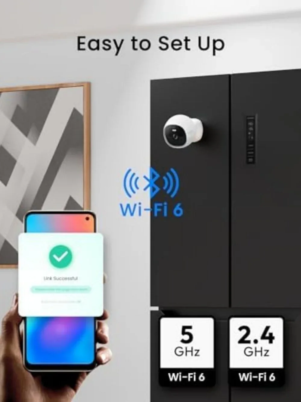 Wireless 2K Magnetic Indoor Security Camera, Battery-Powered, No Subscription